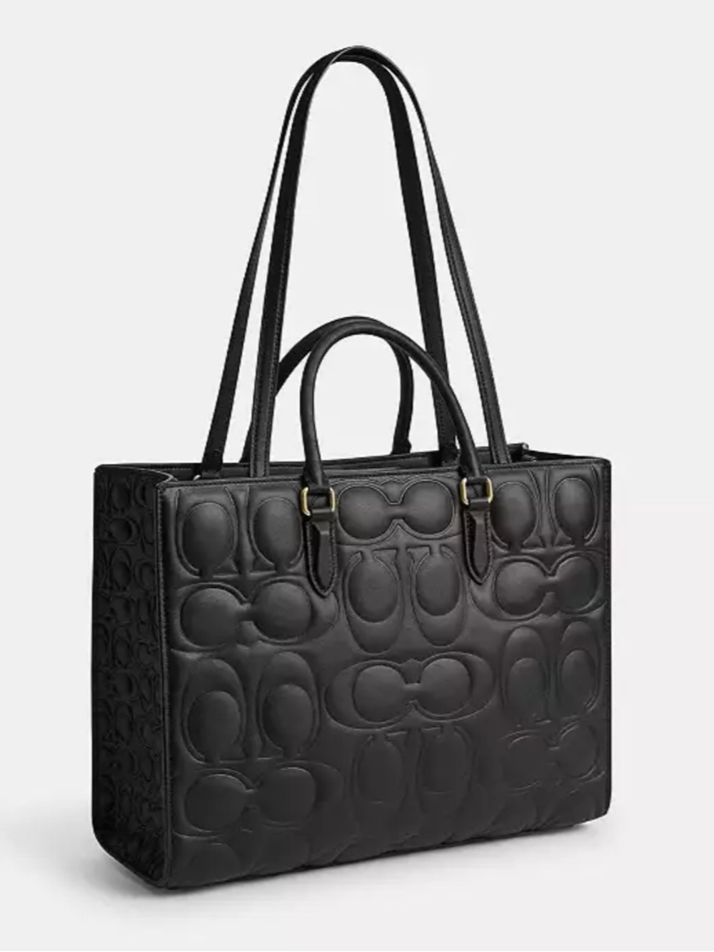 Coach Black Quilted Leather Tote with Gold Hardware - Picture 2 of 3